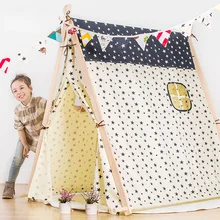 Детская большая игрушка, палатка для дома, хлопковые тканевые палатки, детские палатки, деревянные структурные палатки, легко расстегивать и мыть дерево, прорезыватель