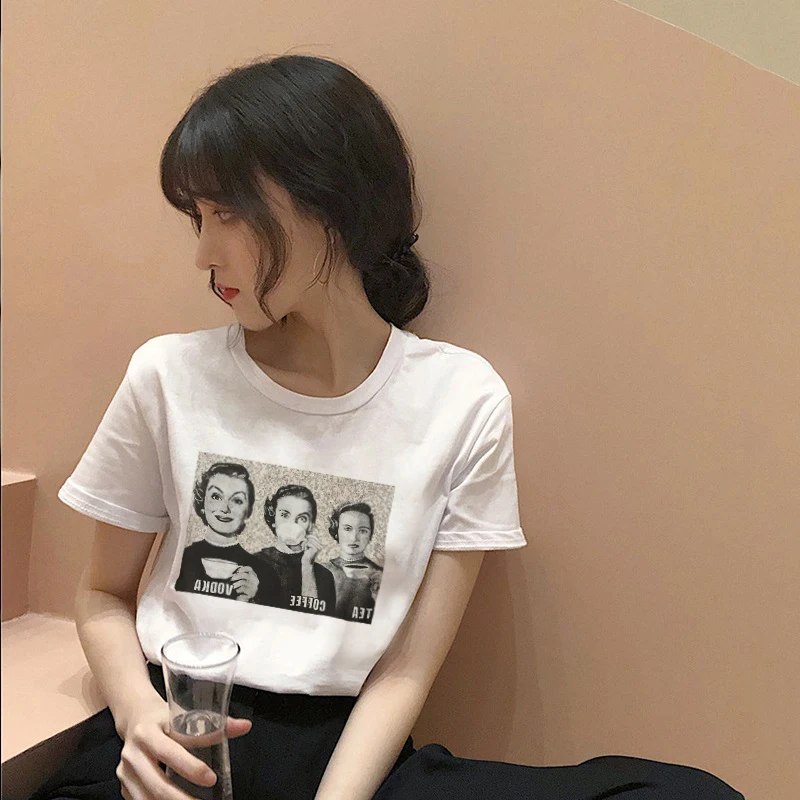 Female t shirt Smiley Marilyn Monroe Retro print Harajuku women