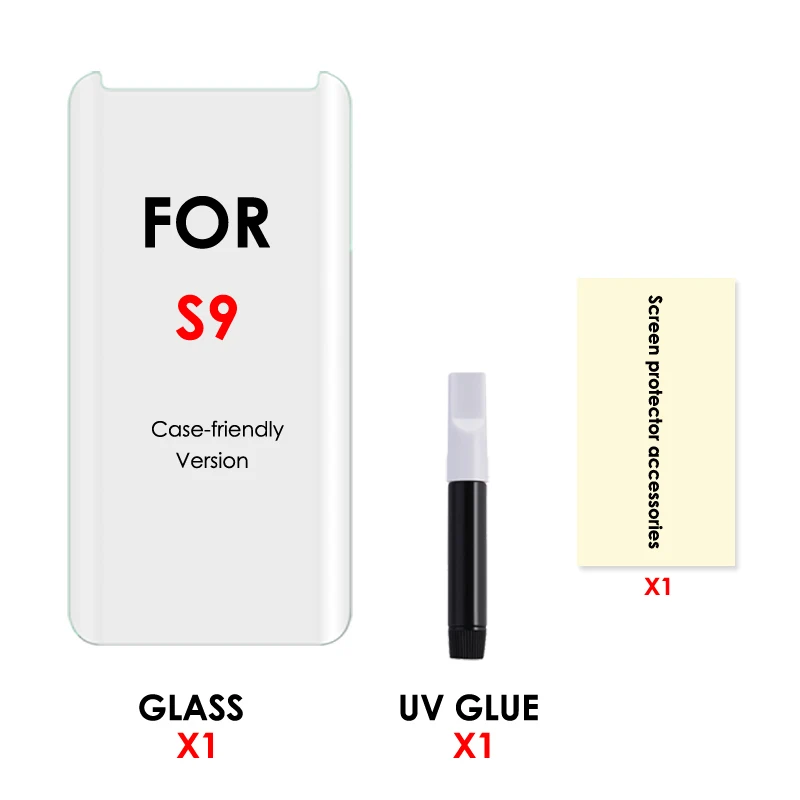 Akcoo S8 Plus, защита экрана, полное УФ-покрытие, стекло для samsung Galaxy S8 9 Plus, чехол, дружественная пленка для Note 8 9, закаленное стекло - Цвет: For S9
