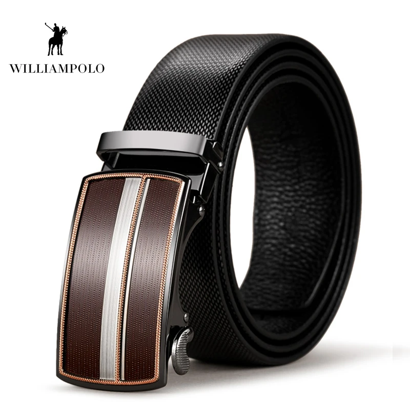 

Williampolo 2019 Cow Genuine Leather Mens Belt Automatic Buckle Belt 35MM Vintage Style Belt Men PL037P