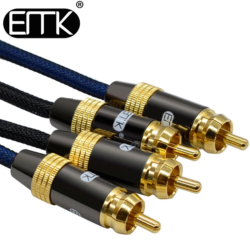 Стереокабель EMK 2RCA коаксиальный аудиокабель с внешним диаметром 10 мм на штекер