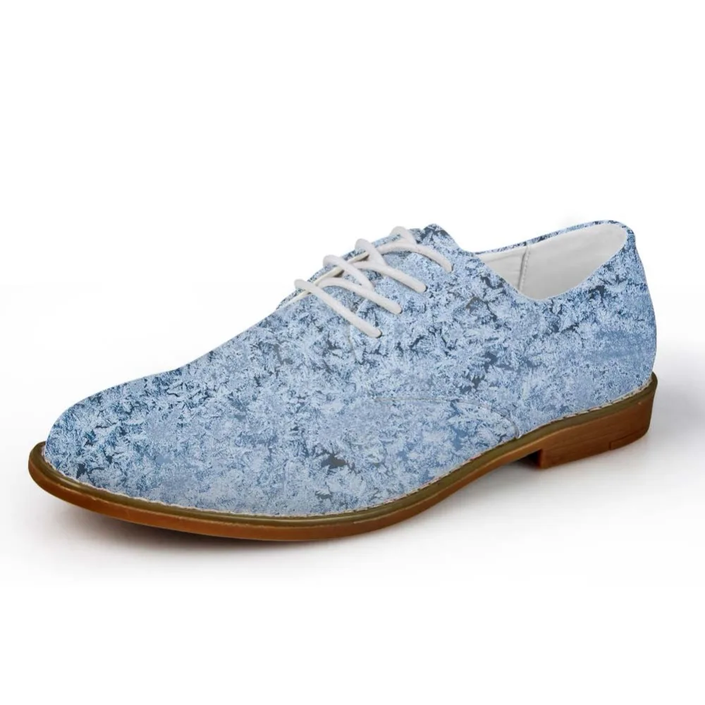 Мужские деловые туфли с принтом снежинок светильник-голубого цвета | Обувь