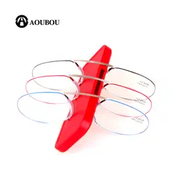 AOUBOU бренд 2019 супер-эластичный зажим для носа на компактные очки для чтения с делом унисекс 1,5 2,0 2,5 Портативный плоское пенсне AB006