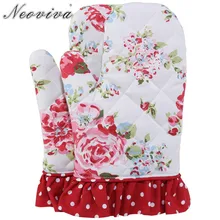 Neoviva хлопчатобумажные холщовые рукавицы с рюшами Doris набор из 2 цветочных леденцов красные микроволновые печи перчатки подарок на год