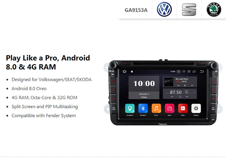 Sale Android 8.0 Oreo OS 8" Car DVD Multimedia GPS Radio for Volkswagen Amarok 2010-2015 & Tiguan 2007-2015 & Sagitar 2005-2015 0