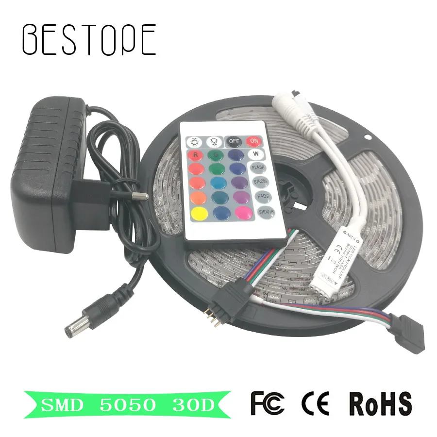 

SMD RGB LED Strip Light Flexible SMD 5050 2835 Waterproof led tape diode Remote Controller DC12V Power Adapter Supply Driver set