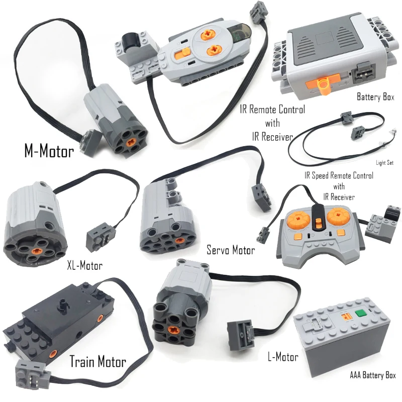 Technical Power Functions Servo Motor Polarity Switch Light Set IR Speed Remote Control Receiver Battery Box legoingly technic