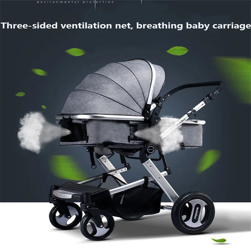 Best  Multi-functional Baby Trolley High-view Baby Strolley Pam Four Wheels Folding Kids Stroller Carriag 