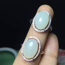 MeiBaPJ натуральный большой белый яшма драгоценный камень кольцо для женщин Настоящее 925 пробы серебряные ювелирные изделия