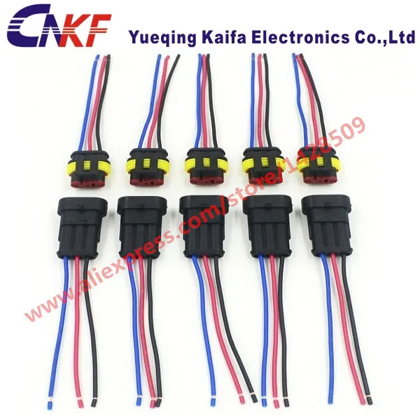 

1 Set Tyco/Amp 3 Way Female Male Electrical Connectors Waterproof Auto Plug With Automobile Wire Harness 282087-1 282105-1