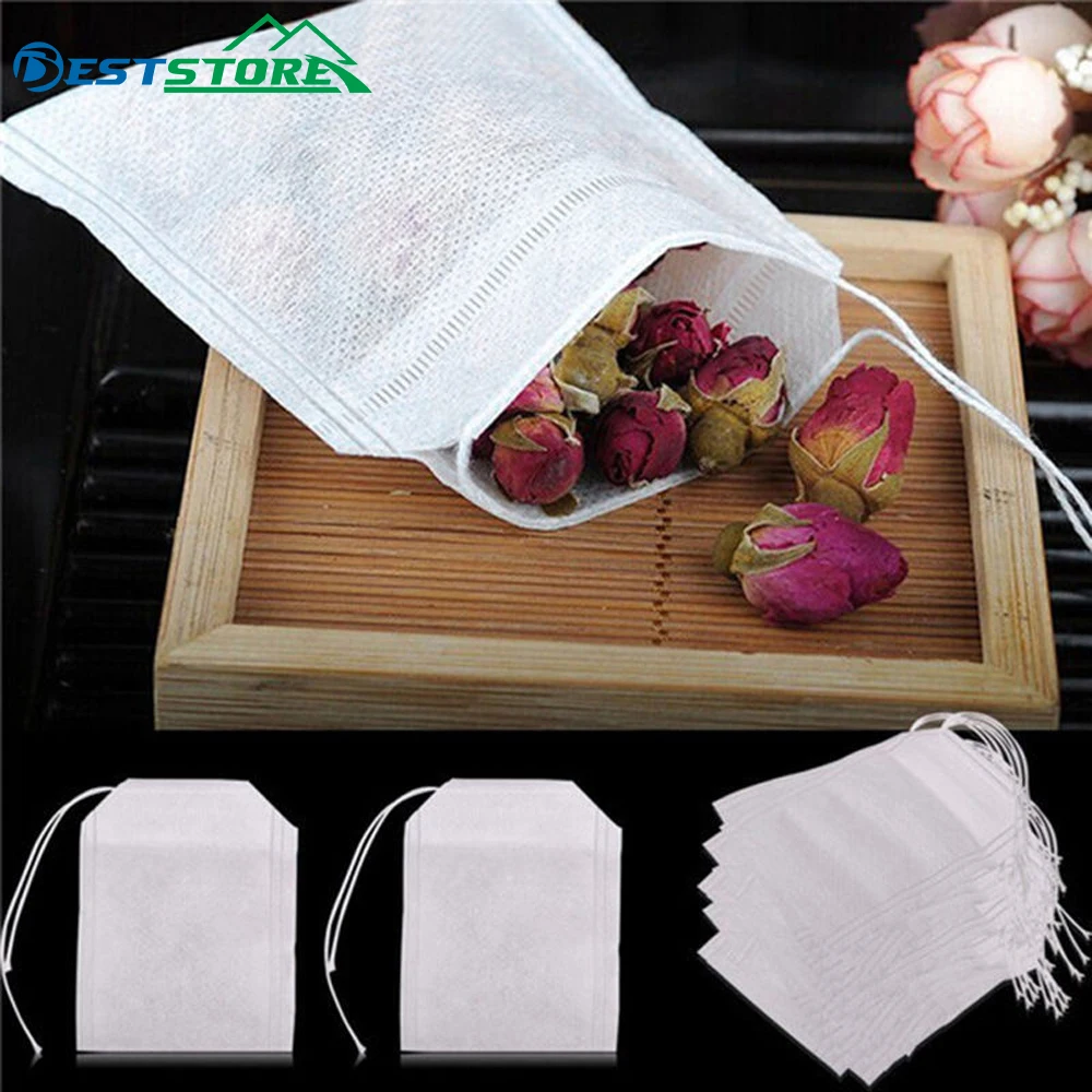 

50Pcs/Lot Teabags 5 x 7CM Empty Scented Tea Bags With String Heal Seal Filter Paper for Herb Loose Tea Bolsas de te