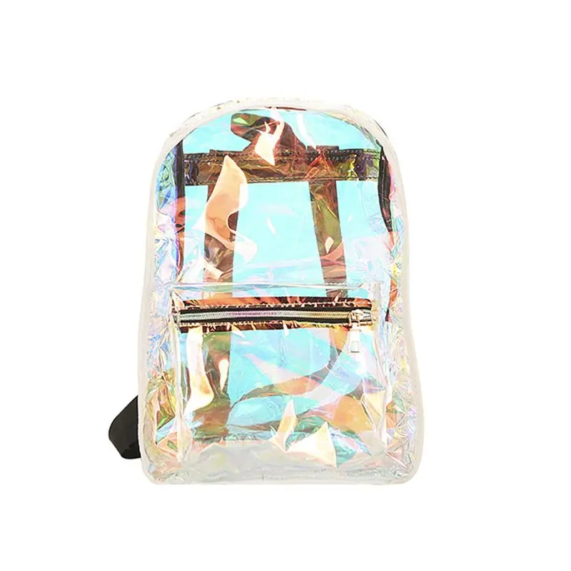Женский прозрачный ПВХ Голографический лазерный рюкзак, прозрачная сумка на плечо для девочек, повседневный Школьный рюкзак, женский рюкзак, дорожная сумка - Цвет: White