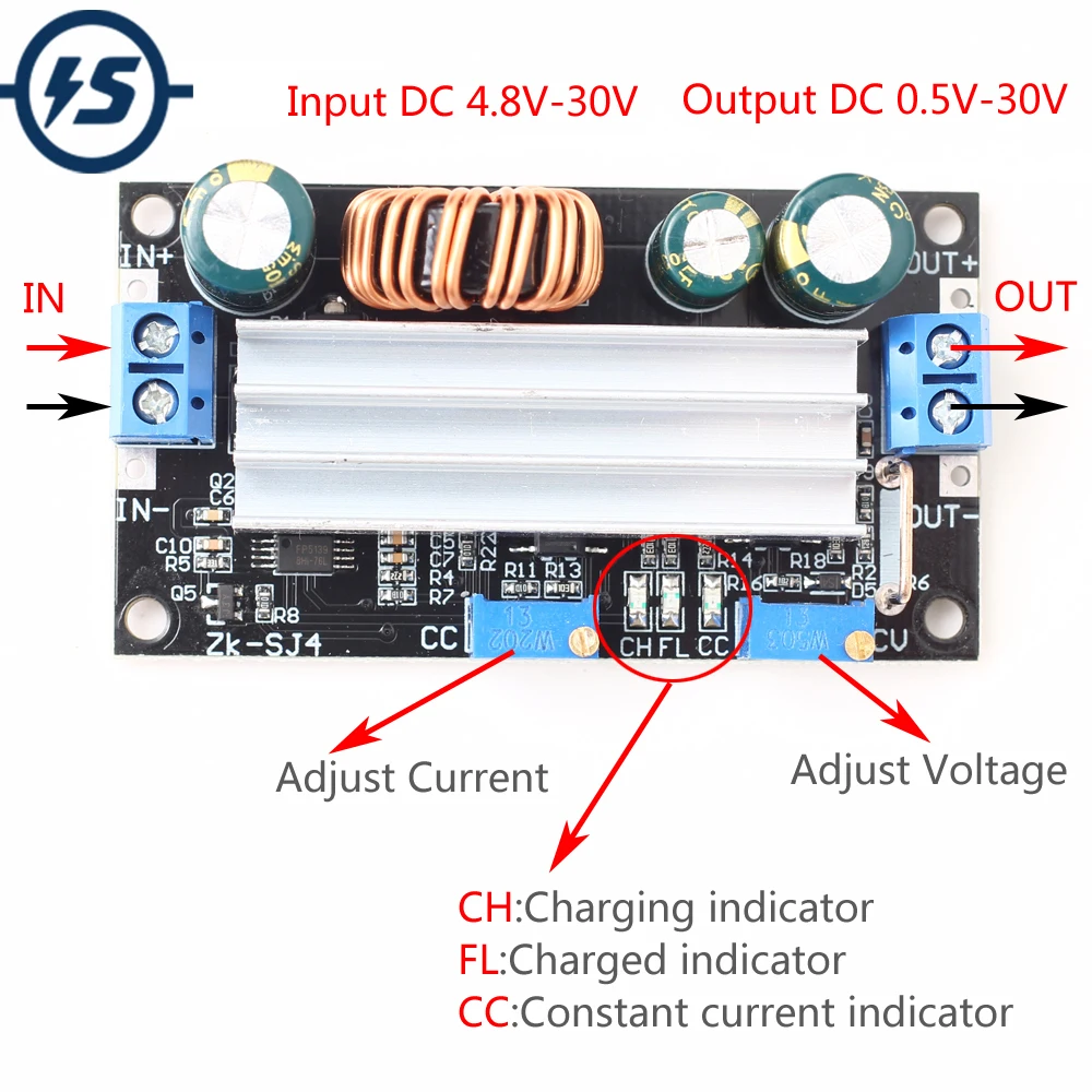 

4.8-30V Solar Charger Charging Controller DC DC Voltage Adjustable Step-Up and Down Automatic Boost/Buck Converter Power Module
