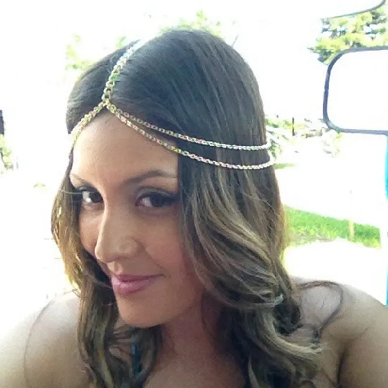 

Head Chain 2017 New Fashion plated Gold Hair Chain Women Boho Headpiece Headband Hair Accessories Jewelry Metal Head Chain