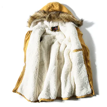

Winter New Men's Casual Thickening Plus Cashmere Warm Cotton Coat / Men's Add Wool Hooded Fur Collar Parkas Down Jacket Coat