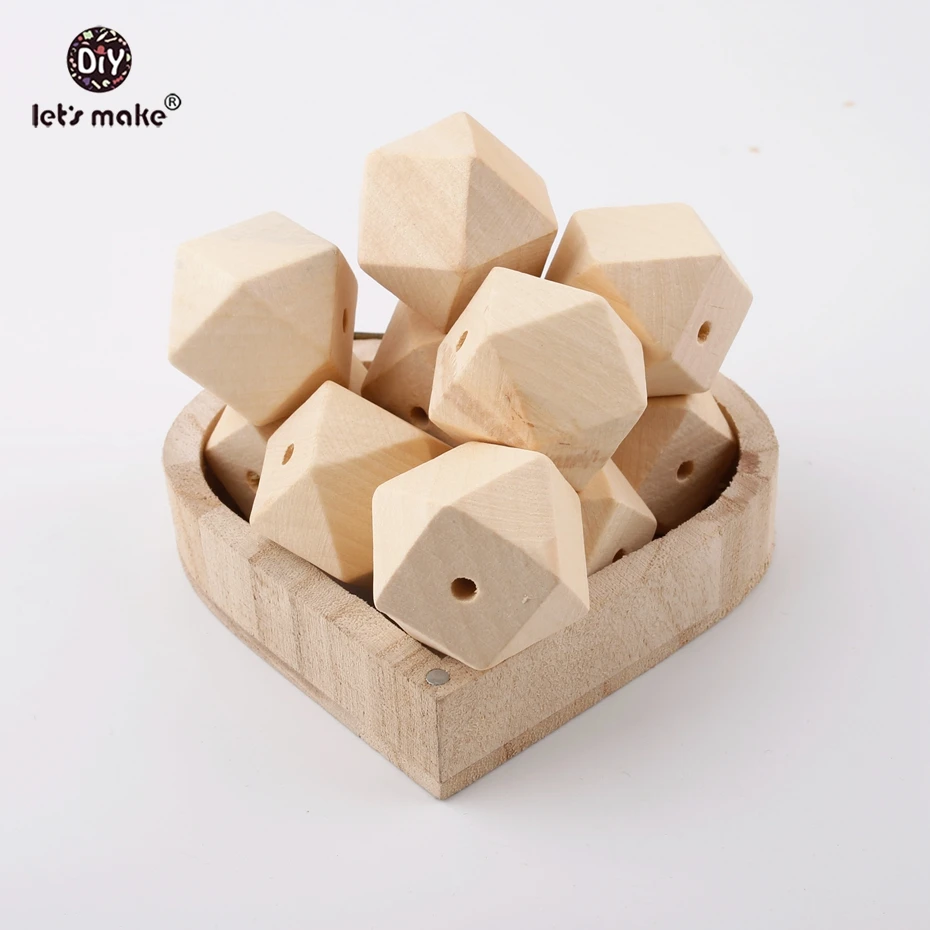 Let's Make 10 шт деревянные шестигранные бусины 16 мм пищевая древесина DIY Ювелирные изделия детские товары медсестры подарки жевательные прорезыватели игрушки Детские Прорезыватели