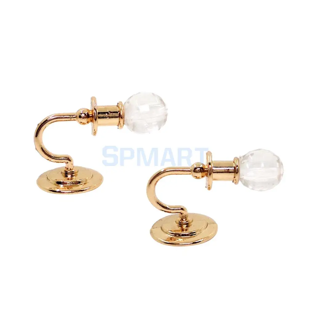 2 Pieces Metal 1:12 Dollhouse Miniature Wall Light Lamp Model Decoration