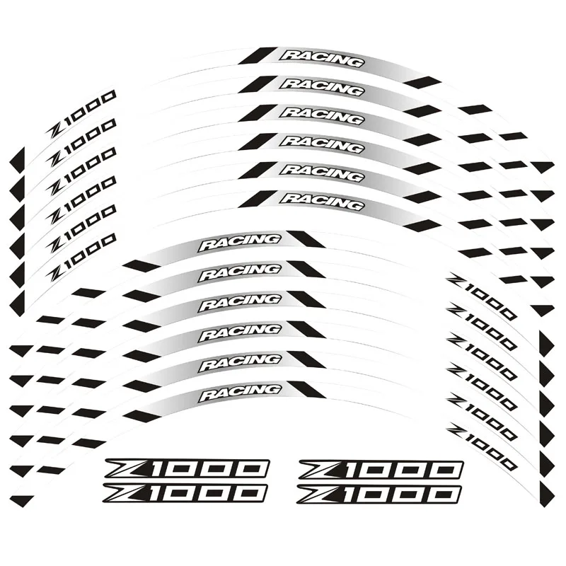 Новая высококачественная 12 шт подходит мотоциклетная наклейка для колес полоса светоотражающий обод для Kawasaki Z1000 - Цвет: 1