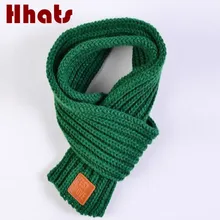 Детский однотонный трикотажный зимний шарф для мальчиков и девочек, вязаные крючком шарфы на весну и осень, уличная плотная теплая защита шеи