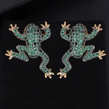 27 мм индивидуальный зеленый цвет животных лягушка серьги с цирконием кубической огранки для женщин девочек