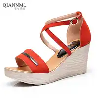 Quality Solid Women's Platform Sandals 2019 New Wedge Heels Gladiator Sandals Women Summer Shoes Plus Size 41 42 43