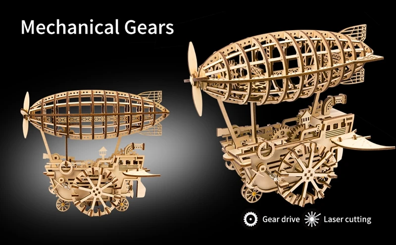 Robotime DIY подвижный дирижабль шестерни Drive by Clockwork 3D деревянные модели Строительство наборы игрушечные лошадки хобби подарок для детей и