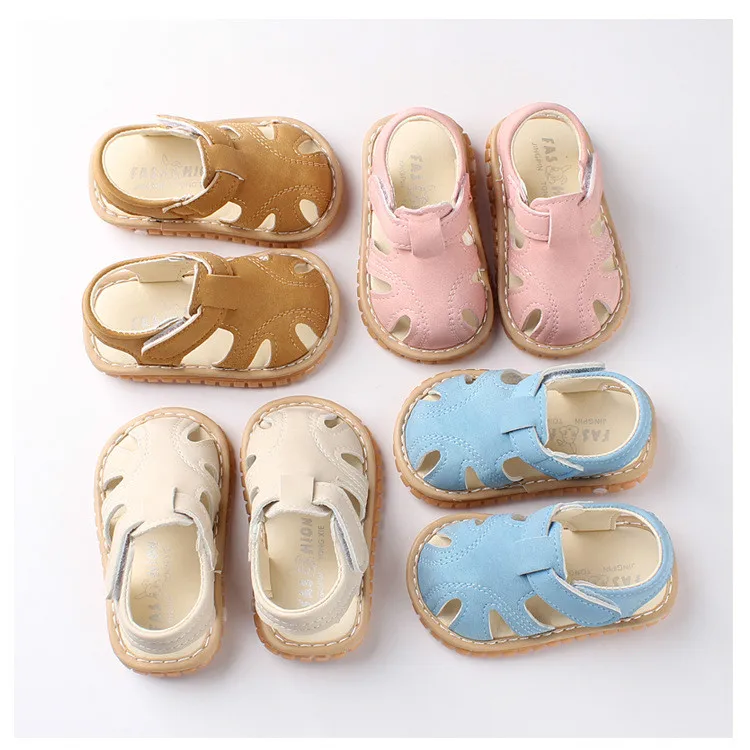 Bonitos do Bebê Sapatos de Som do Bebê Sapatos da Criança para Recém-nascidos Verão Meninas Primeiros Caminhantes Crianças Cool Shoes Fundo Macio pu Borracha Escavar 7 Som Do Bebê Primeiros Caminhantes Crianças Cool