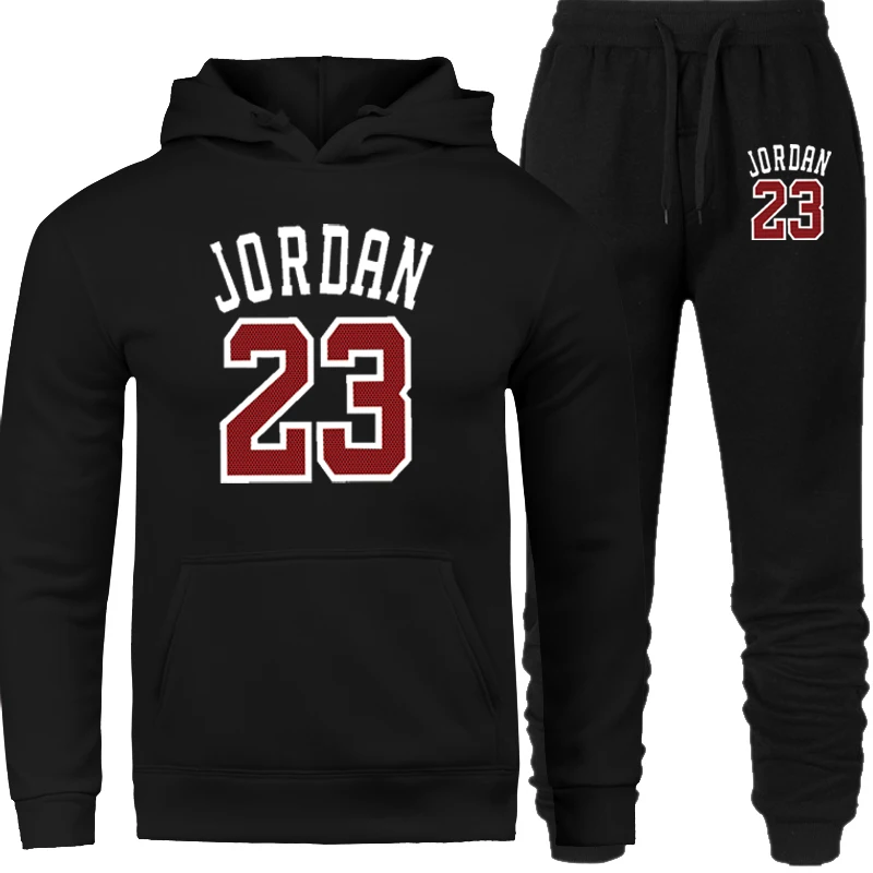 

New 2019 Brand Tracksuit Fashion JORDAN 23 Men Sportswear Two Piece Sets All Cotton Fleece Thick Hoodie+Pants Sporting Suit Male