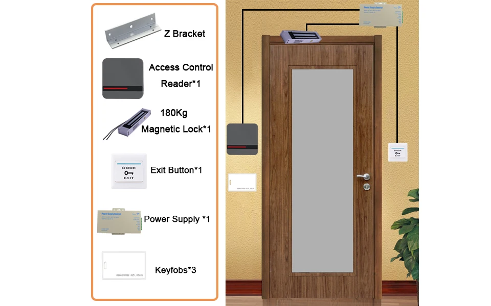 Eseye система контроля доступа комплект для безопасность домашнего офиса ворота с электромагнитной блокировка блока питания 125 кГц карта считыватель