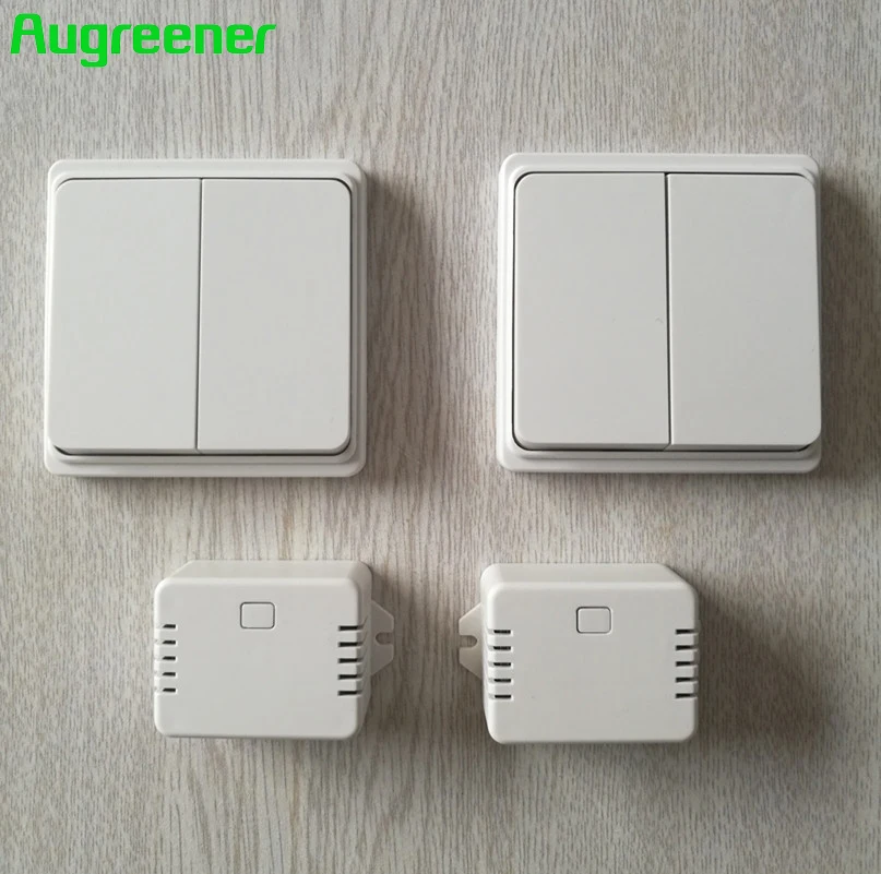 

Augreener Wall Switch No Battery Remote Control 2 transmitters 2 Receivers 70m Long Range AC220V Wireless Switch Free Shipping