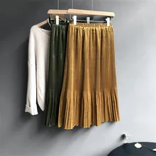 Высококачественные плиссированные женские макси юбки, летняя однотонная длинная юбка с высокой талией, элегантная женская осенняя юбка-пачка