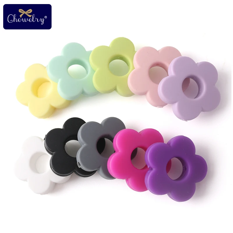 

10pc Baby Silicone Beads Butterfly Sun Flower Pendant DIY Pacifier Clips Chain Perle Silicone Beads Rodent Baby Products Toys