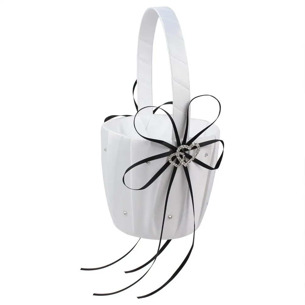 Simple Basket Pillow Set Bowknot Flower Girls Baskets And Ring Pillows Suit For Wedding Decoration Accessories Party Supplies A | Дом и сад