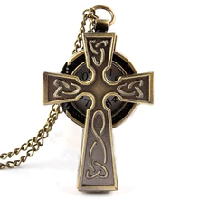Винтажные бронзовые серьги готический крест модельное ожерелье кулон с цепочкой кварцевые карманные часы мужские и женские подарочные карманные часы