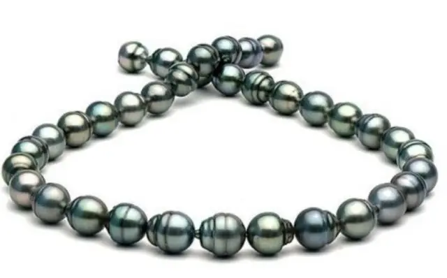 

12mm natural peacock green pearl necklace 18inch14KGP