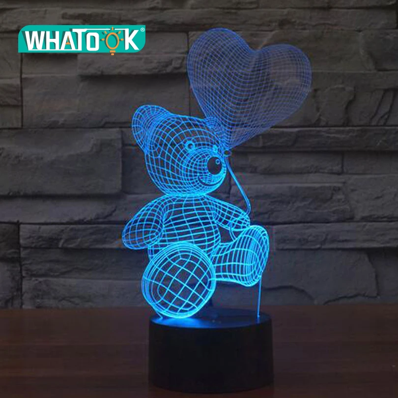 

3D Mood Lamp Animal Cute Teddy Bear Bulbing Light Love Balloon Visual Light 3D Touch Button Night Light Creative Lover Gift Lamp