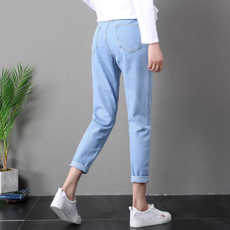 2018-Ladies-With-High-Waist-Mom-Female-Boyfriend-Jeans-For-Women-Trousers-Denim-Pants-Ripped-Jeans