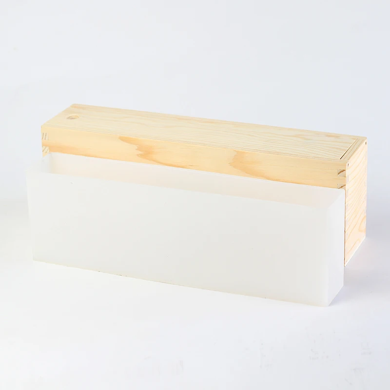 Николь силиконовые формы для мыла высокий и тонкий буханка плесень с деревянной коробке для DIY натуральный ручной инструмент