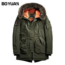 BOYUAN Mens Winter Jackets Men Parka Fur Hooded Jackets Thick Long Casual Warm Coat 2017 Winter Jacket Men Solid Parkas DSW2520