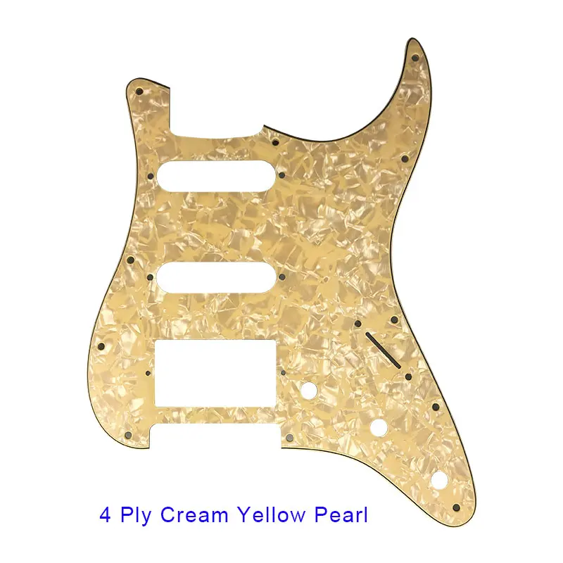 Pleroo аксессуары для гитары 11 винтовое отверстие Накладка для Fender Stratocaster США/мексиканский стандарт ST HSS с PAF Humbucker - Цвет: 4 ply cream yellow