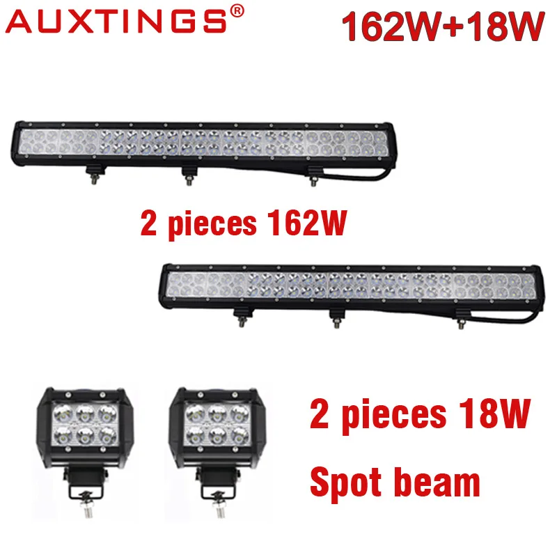 

Auxtings 2pcs 4 inch 18w 6000K high power spot beam with 2pcs 162W 25inch led light bar offroad 4x4 for truck