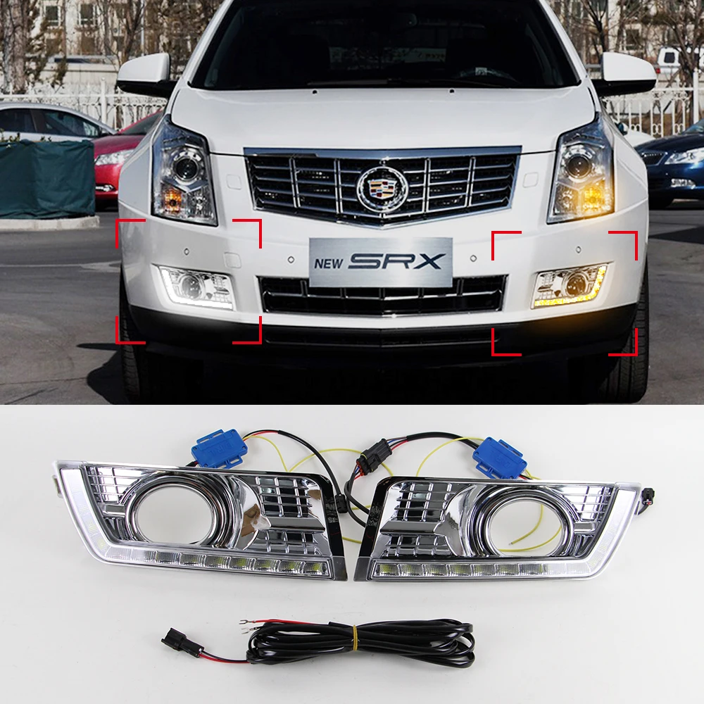 Car DRL KIT For Cadillac SRX 2012 2013 2014 LED Daytime Running Light bar Fog Lamps Bulbs Daylight  light for car led drl