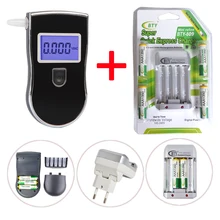 Greenwon Free shipping Patent Police Digital Breath Alcohol Tester 818 with 5pcs Mouthpieces 4 BTY 1350mah AAA BAttery Charger