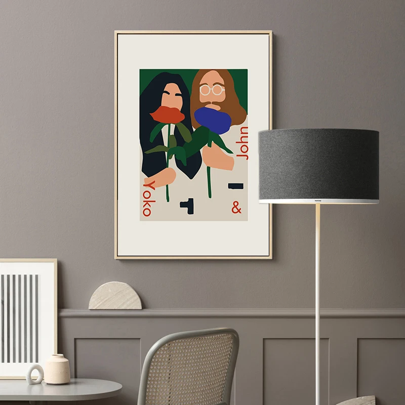 Мода Смешные фигурки Джон и Йоко плакаты и принты Холст Картина Настенная картина для гостиной Cuadros украшение дома салон