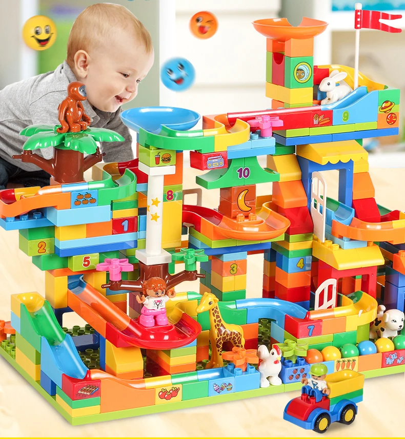 

Marble Race Run Maze Ball Track Building Blocks ABS Funnel Slide Assemble Bricks Compatible LegoINGlys Duploe Blocks
