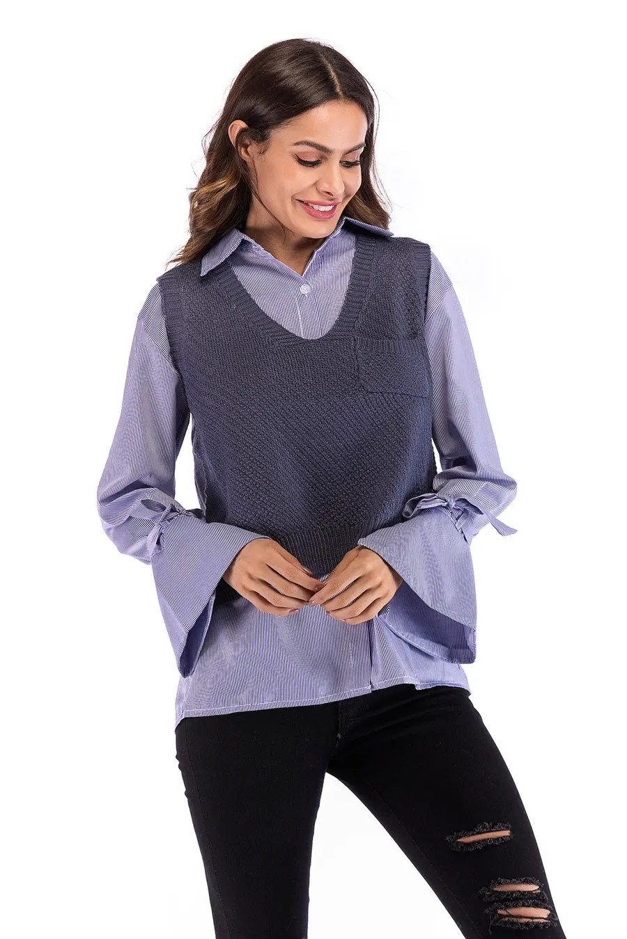 Gladiolus 2018 Fashion Knitwear Autumn Winter Sweater Women Sleeveless V-Neck Loose Knitted Waistcoat Women Vest Short Sweaters (25)