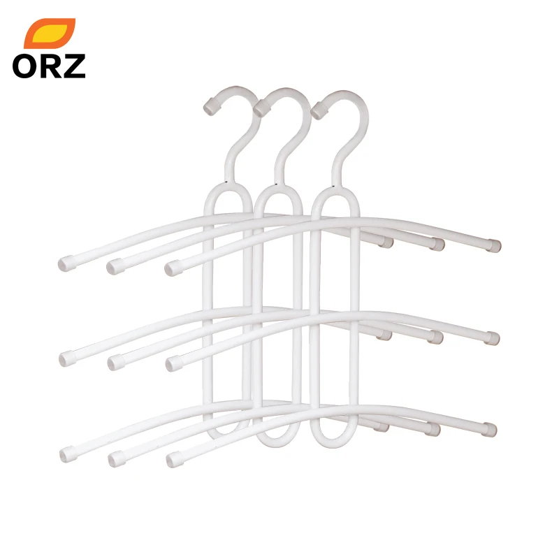 ORZ 3pcs Clothes Hanger Metal 3 Layer Multifunctional Towels Trousers Hangers Pants Clothes Neck