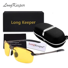 Мужские поляризационные очки ночного видения с чехлом, женские солнцезащитные очки без оправки, модные очки для вождения, подарки