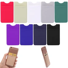 2017 Women Men Elastic Lycra Adhesive Cell Phone Wallet Case Credit ID Card Holder Sticker Pocket Fashion Solid Simple   