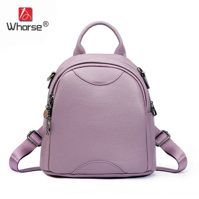 

Fashion Circular Ladies Backpack Natural Cowhide Womens School Bag Daypack Genuine Leather Ladies Backpacks Travel Bags W09760